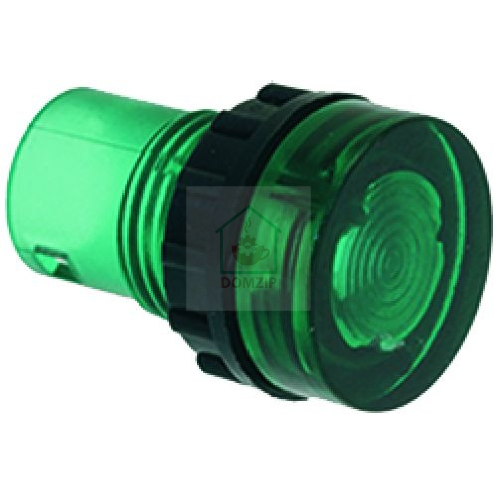 Зеленая лампочка в посадочном гнезде 12 мм