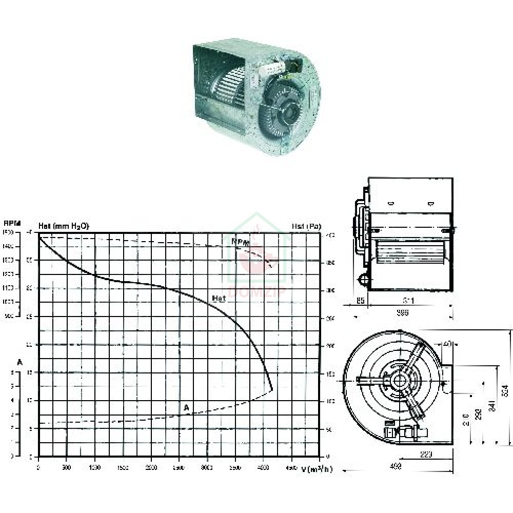 Вентилятор центробежный 12/9 см/AL 550W